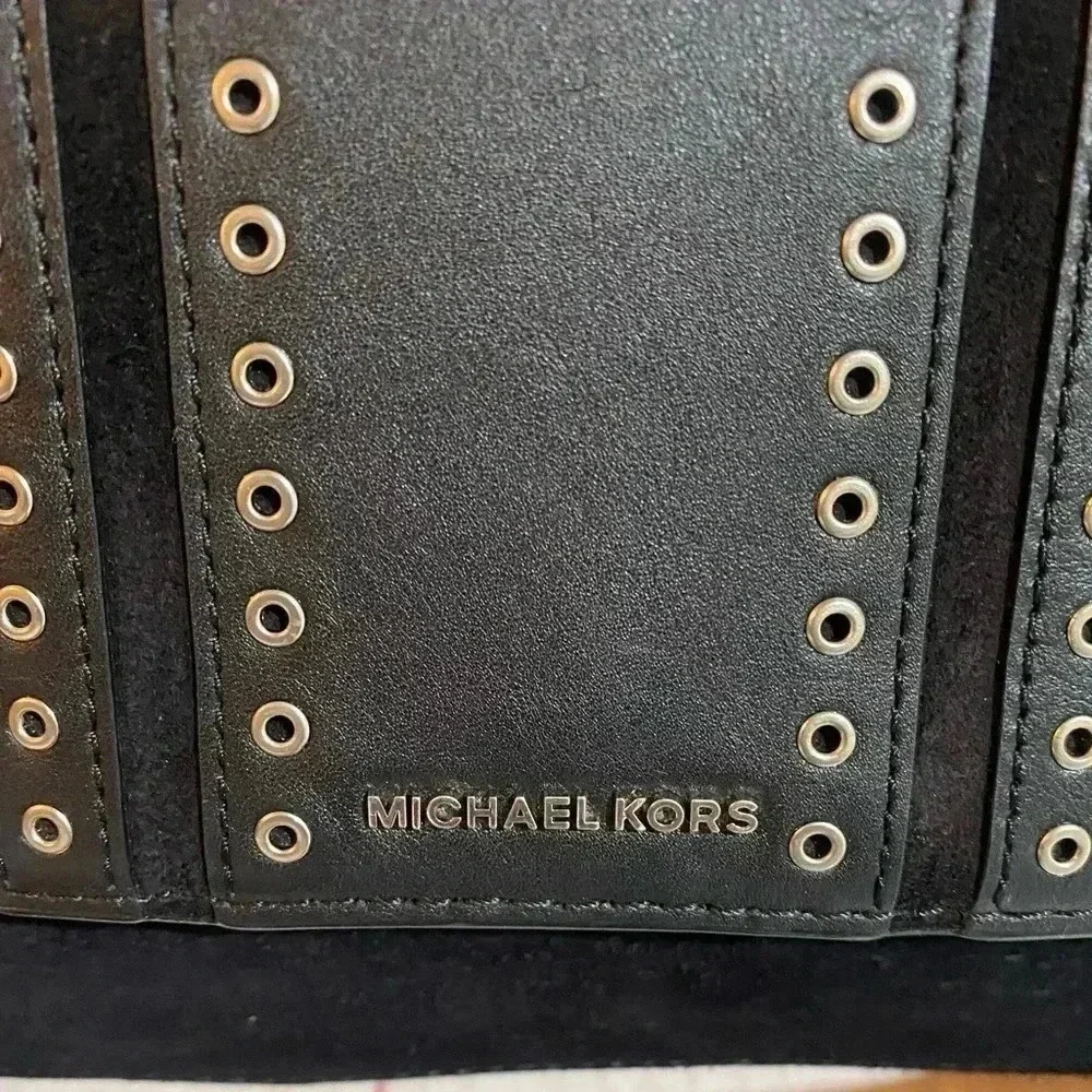 Michael kors Black leather suede crossbody handbag